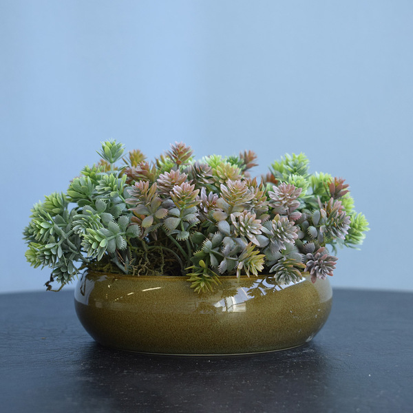 Arranjo Folhagem Artificial No Vaso Verde Baixo | Formosinha